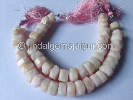 Pink Opal Hammered Roundelle Shape Beads